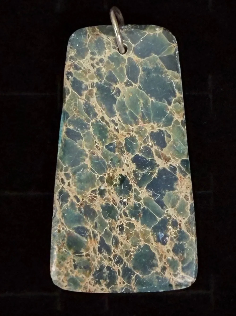Vintage Green and Brown Jasper Stone Large Pendant